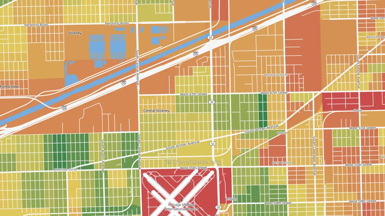 Archer Limits, Chicago, IL Map of Assault Rates