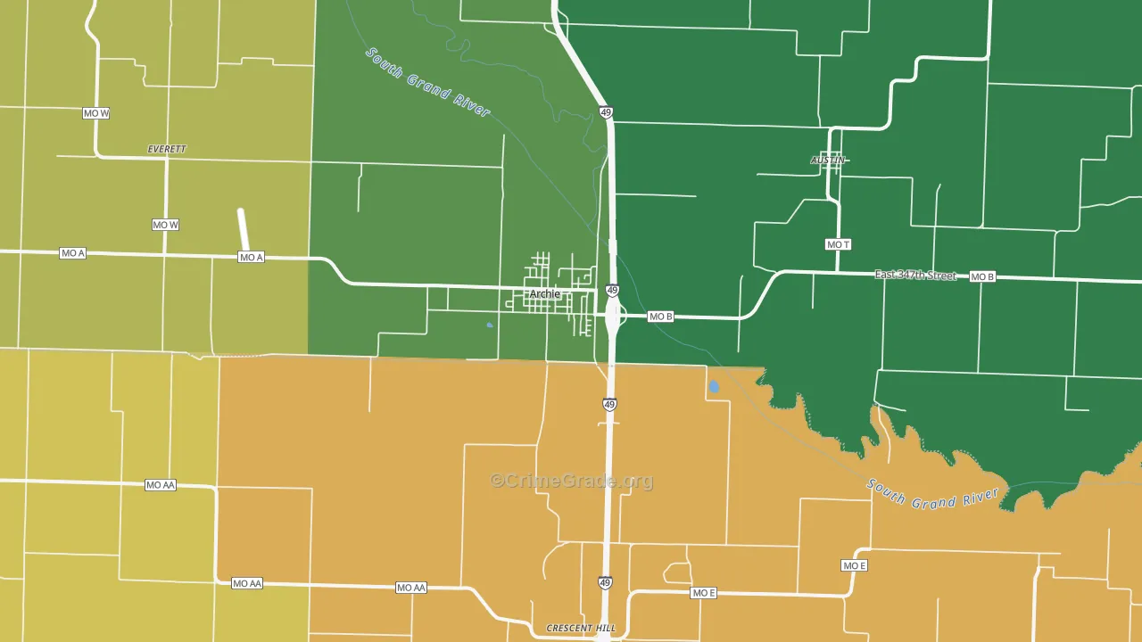 Archie, MO Map of Assault Rates