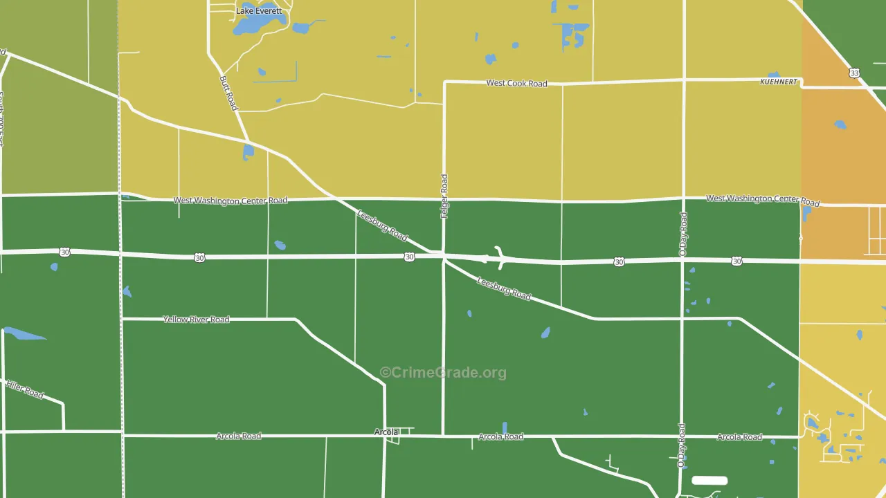 Arcola, IN Map of Assault Rates