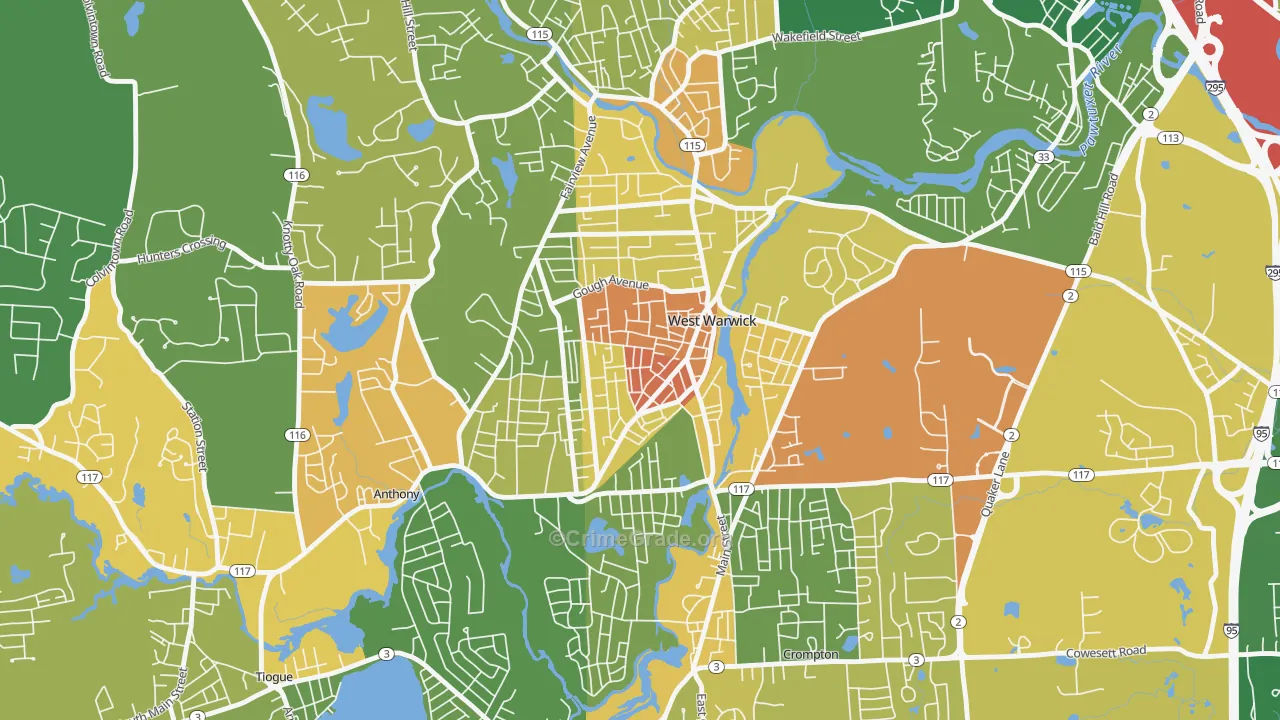 Arctic, West Warwick, RI Map of Assault Rates