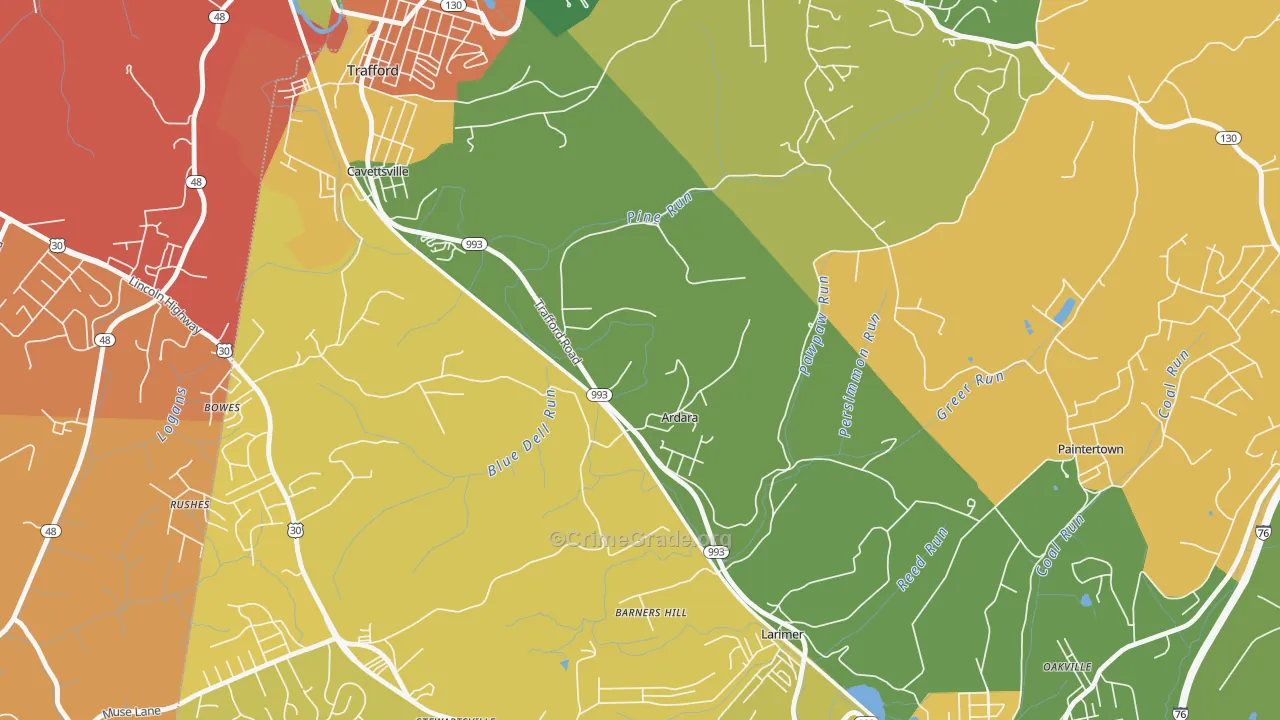 Ardara, PA Map of Assault Rates