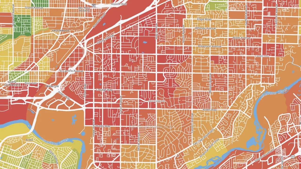 Arden-Arcade, CA Map of Assault Rates