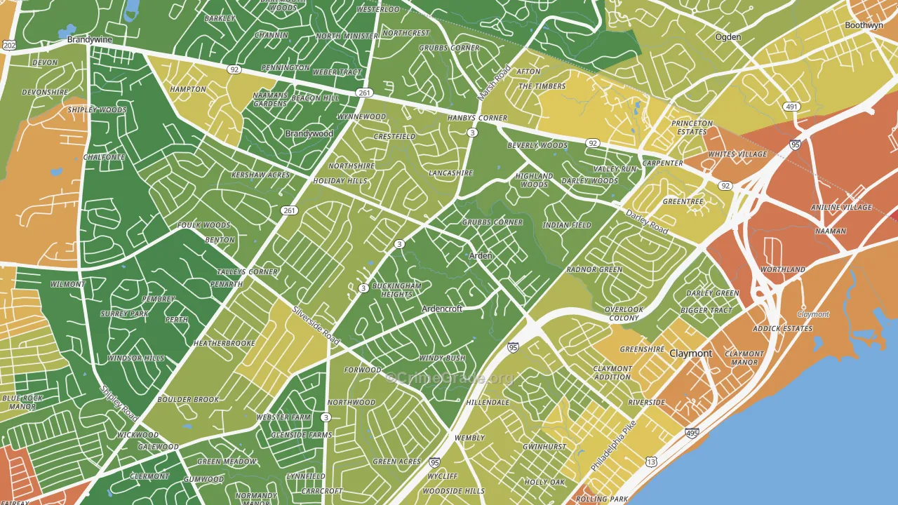 Arden, DE Map of Assault Rates
