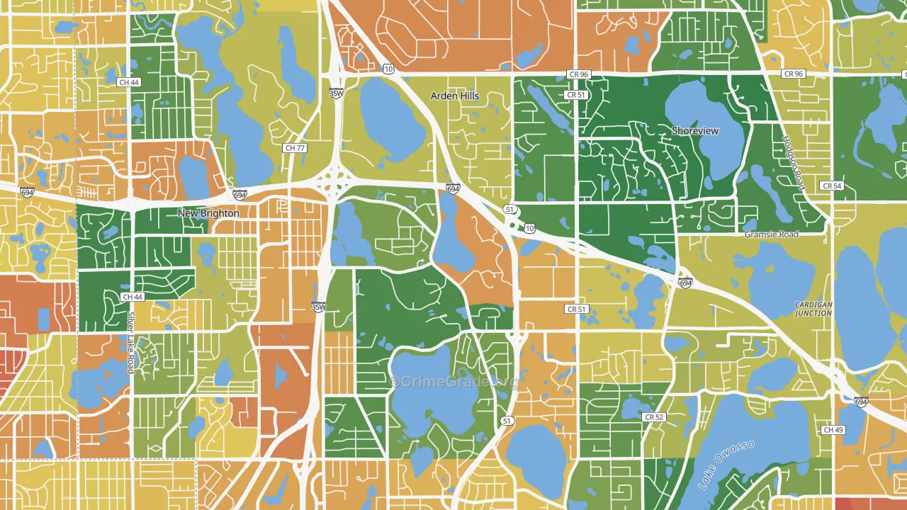 Arden Hills, MN Map of Assault Rates