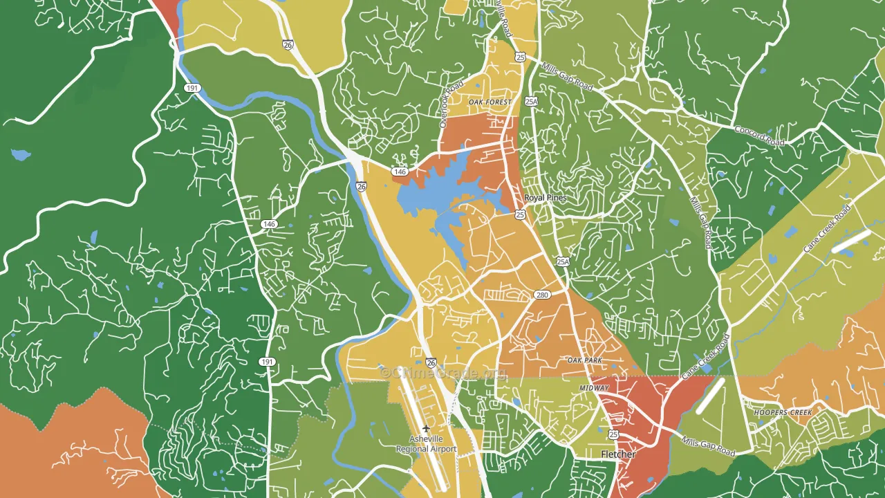 Arden, NC Map of Assault Rates