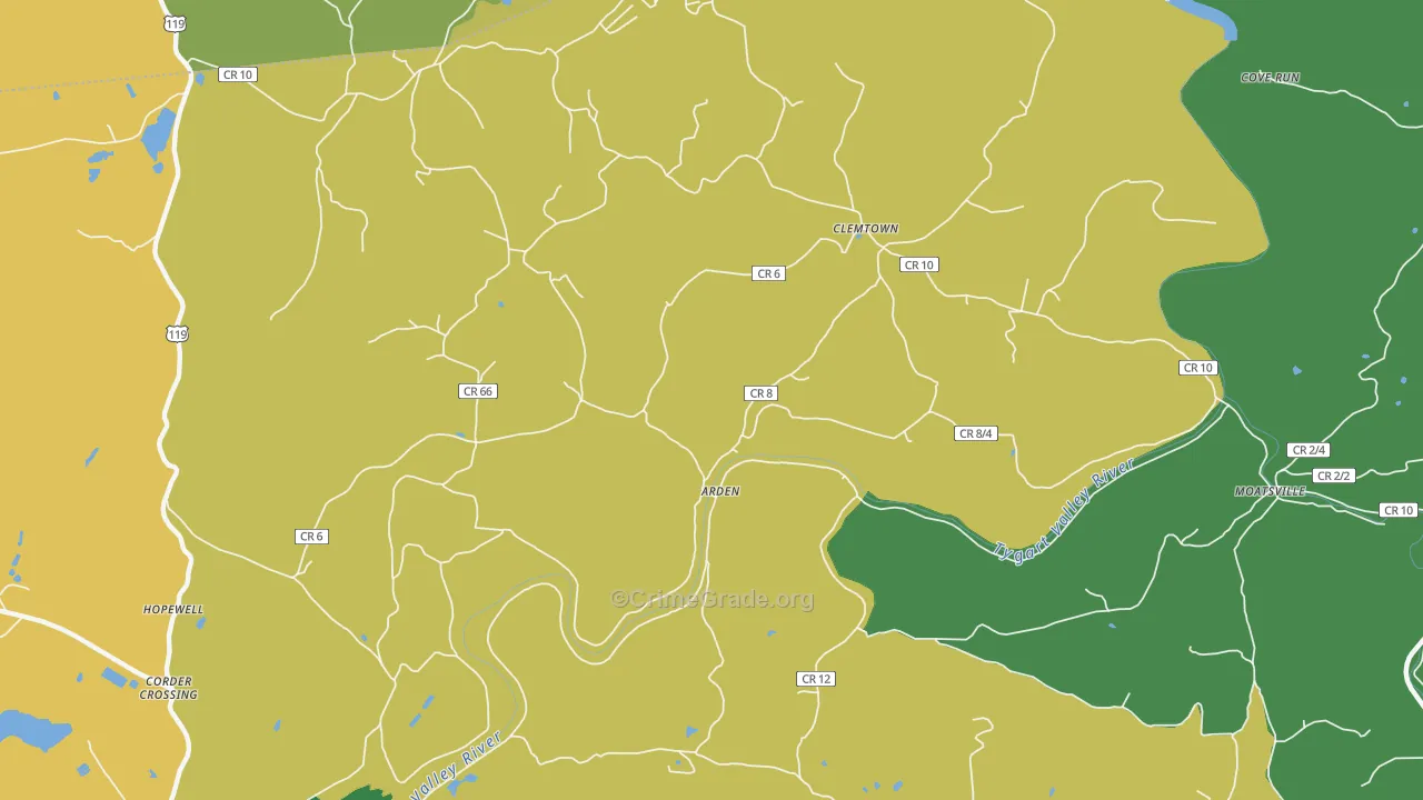 Arden, WV Map of Assault Rates