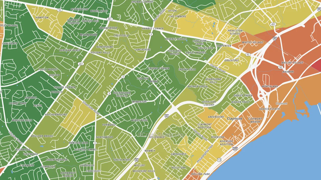 Ardentown, DE Map of Assault Rates
