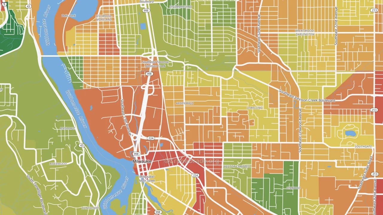 Ardenwald, Milwaukie, OR Map of Assault Rates
