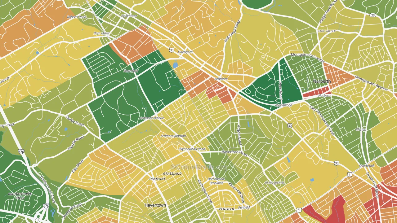 Ardmore, PA Map of Assault Rates