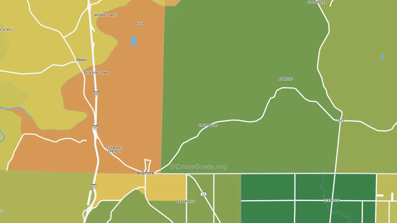 Ardmore, TN Map of Assault Rates