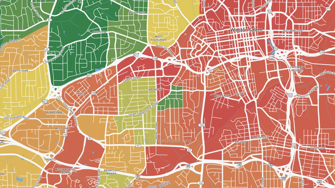 Ardmore, Winston-Salem, NC Map of Assault Rates