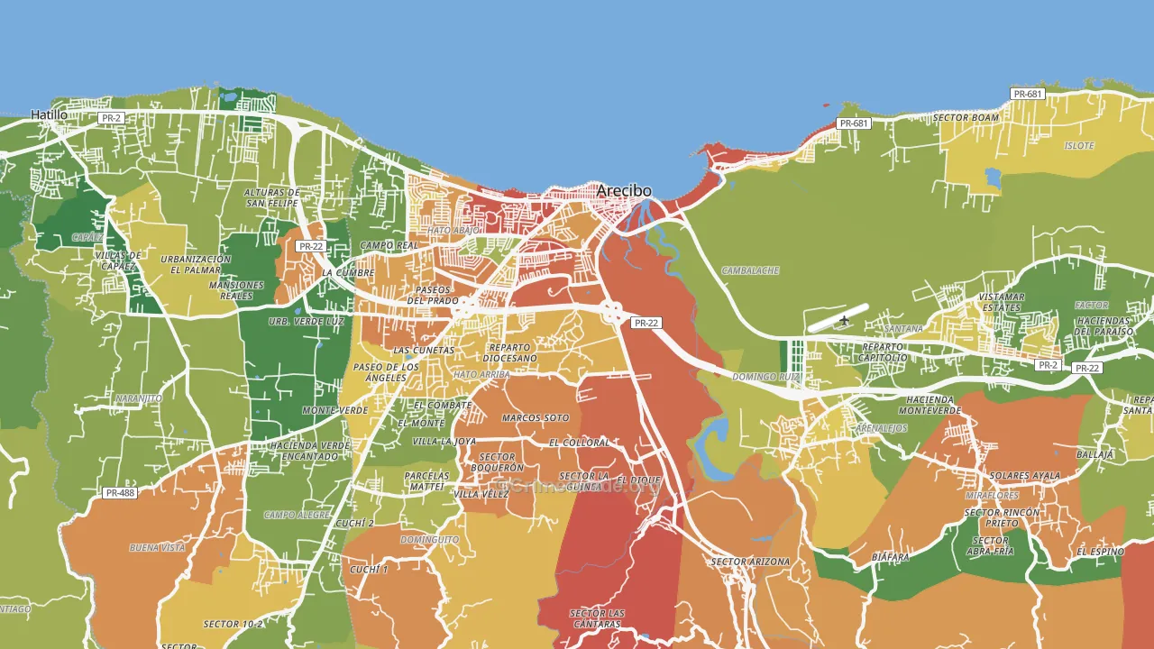 Arecibo, PR Map of Assault Rates