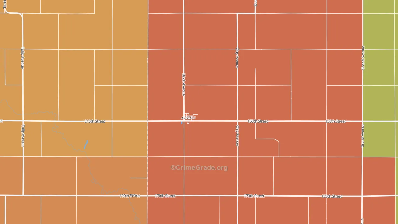 Aredale, IA Map of Assault Rates