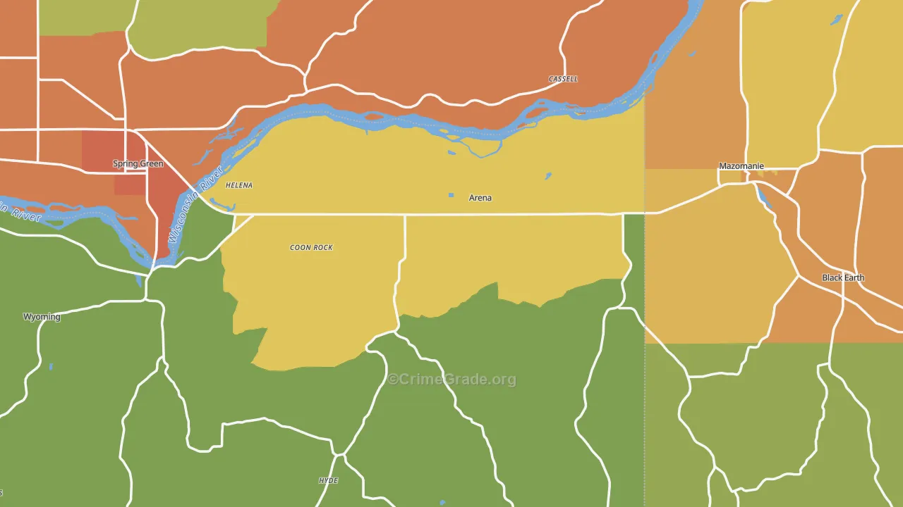 Arena, WI Map of Assault Rates