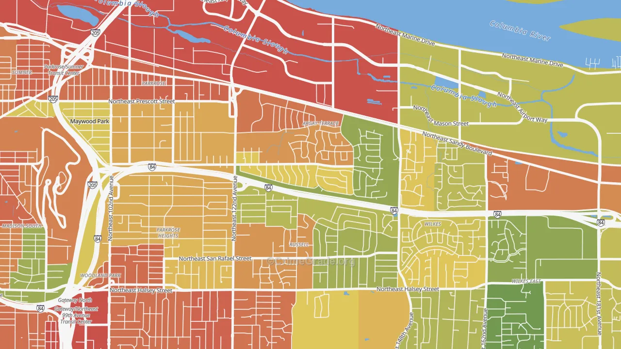 Argay, Portland, OR Map of Assault Rates