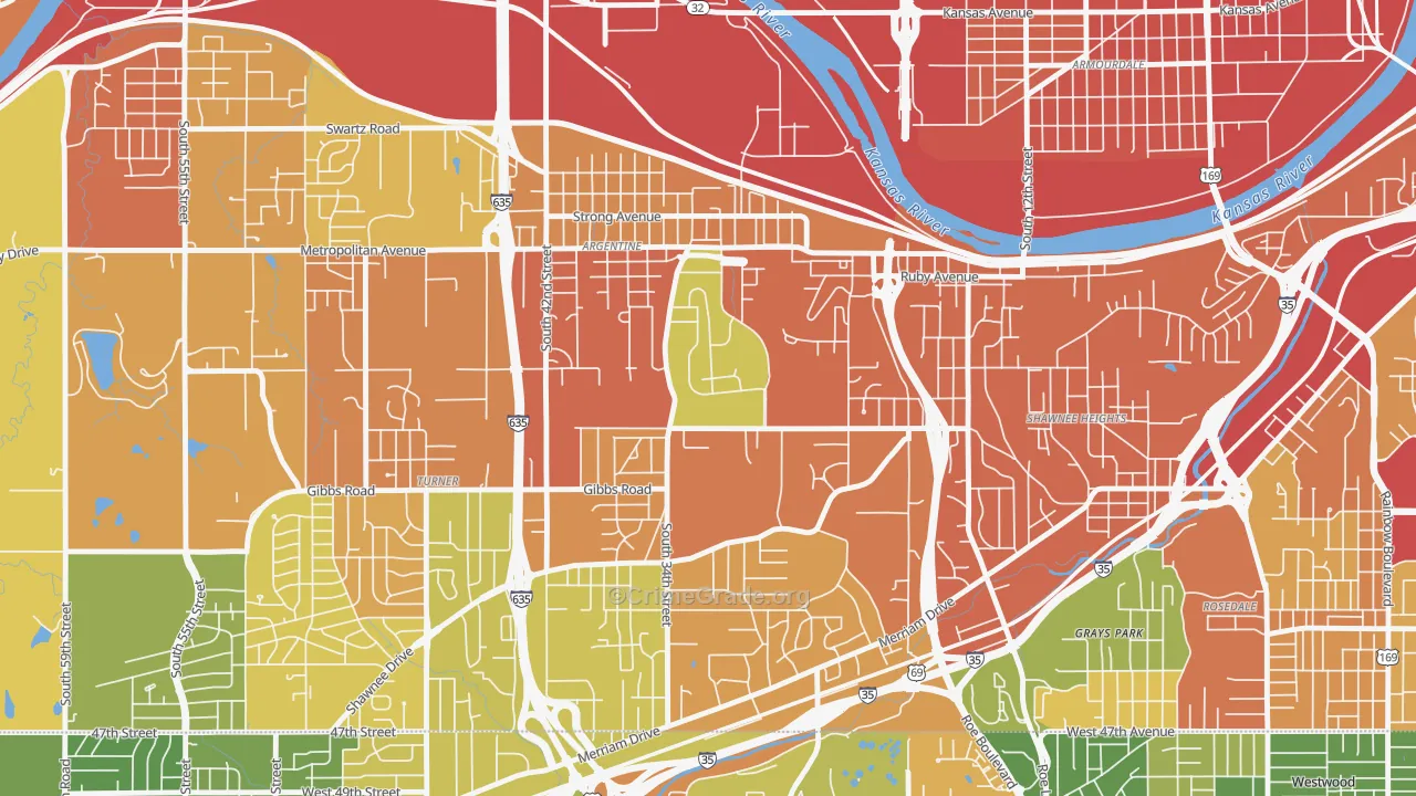 Argentine, Kansas City, KS Map of Assault Rates