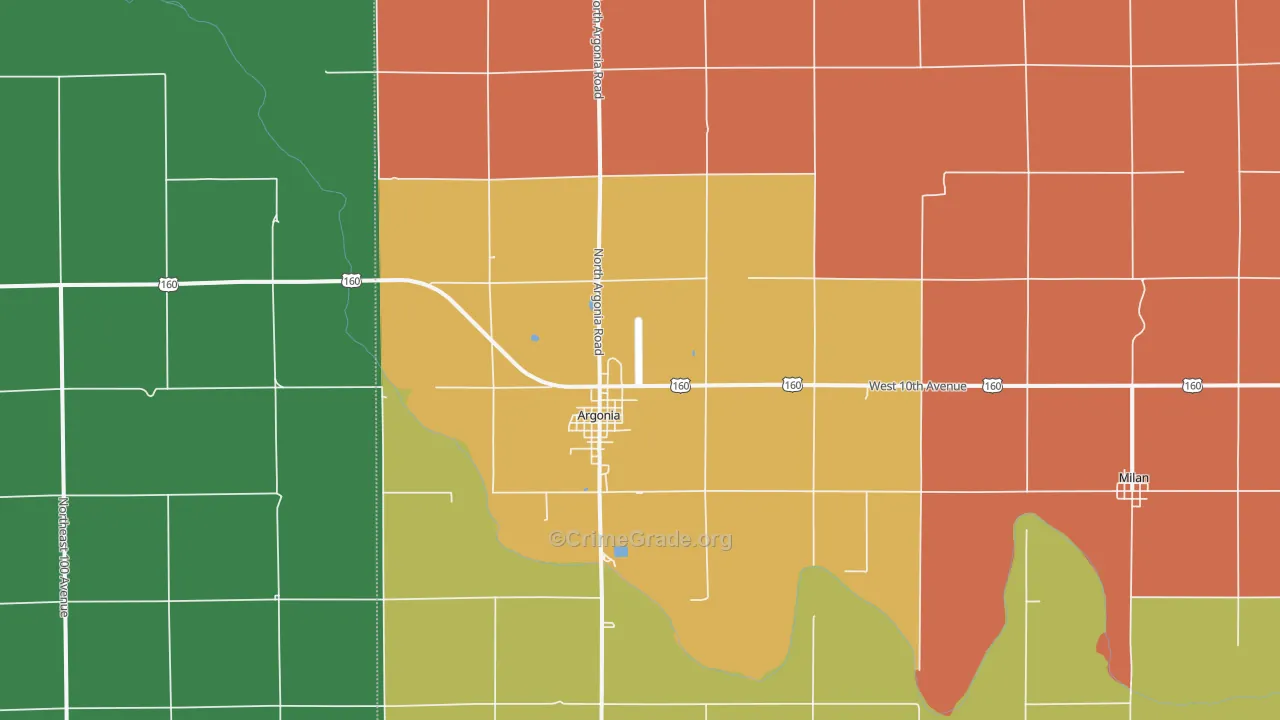 Argonia, KS Map of Assault Rates