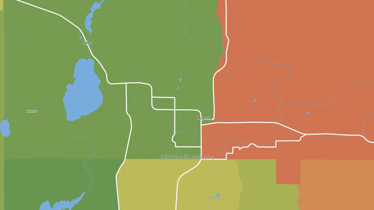 Argonne, WI Map of Assault Rates
