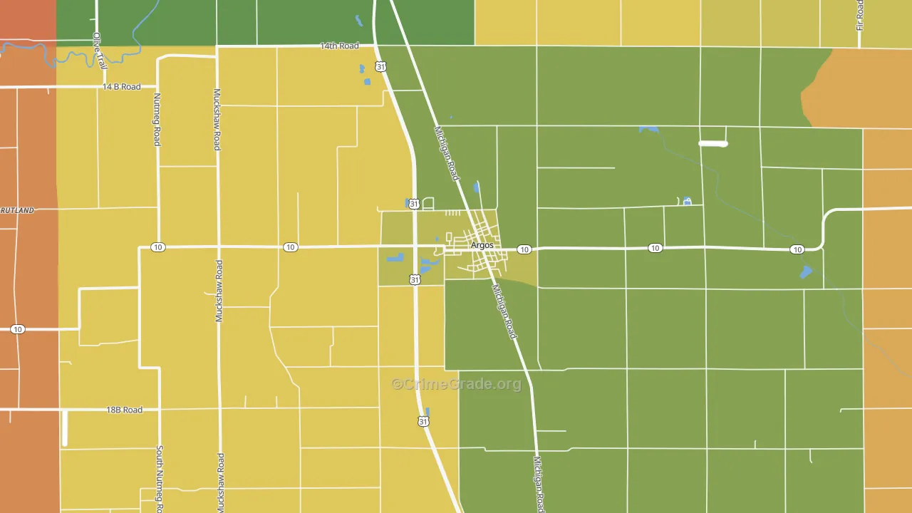 Argos, IN Map of Assault Rates