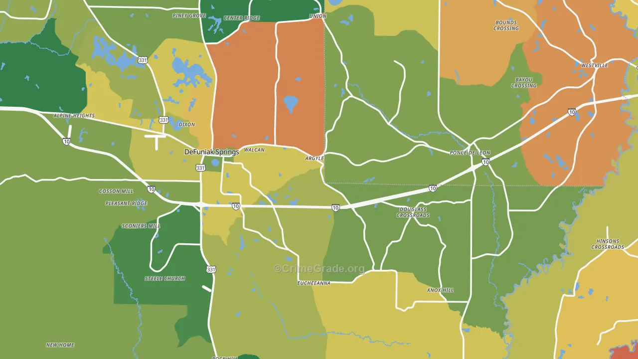 Argyle, FL Map of Assault Rates