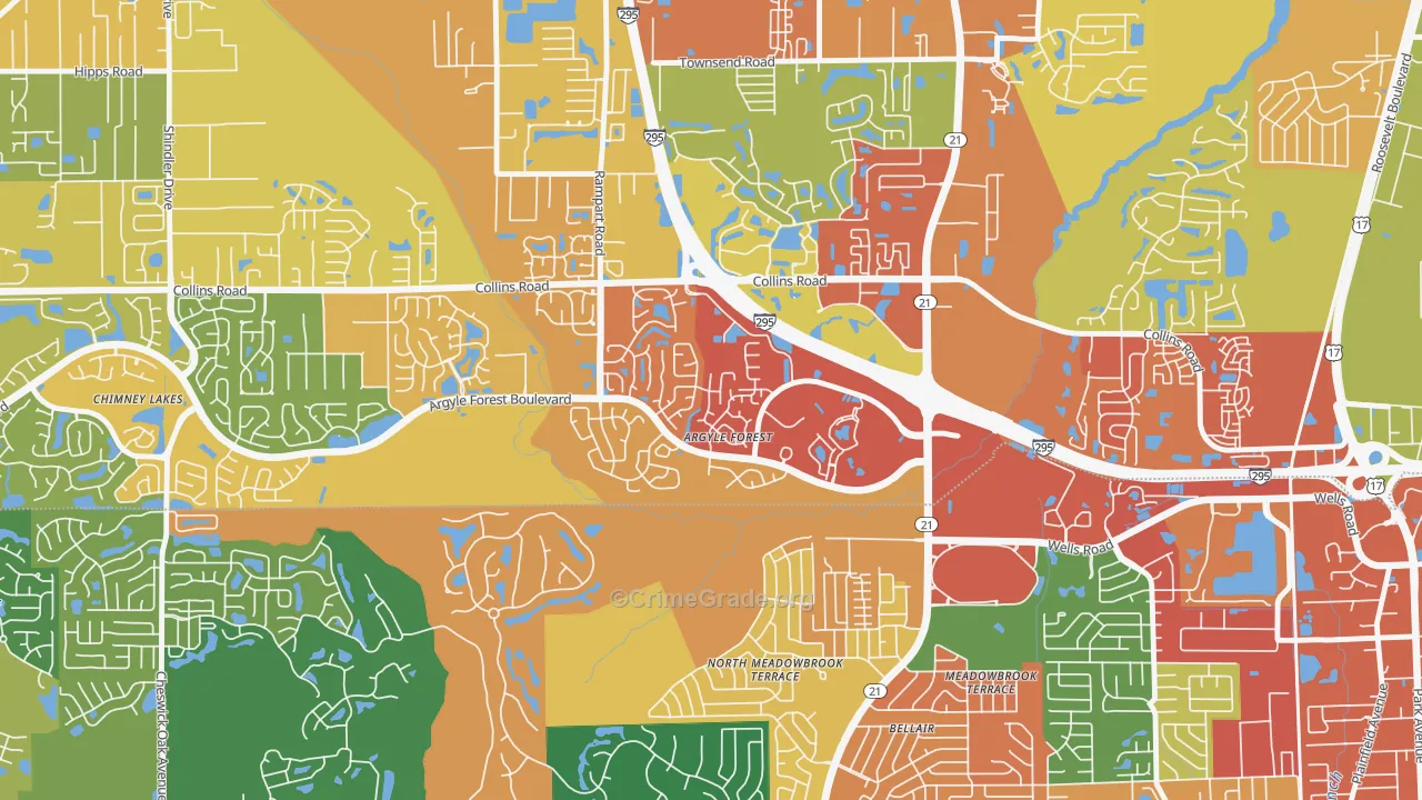 Argyle Forest, Jacksonville, FL Map of Assault Rates