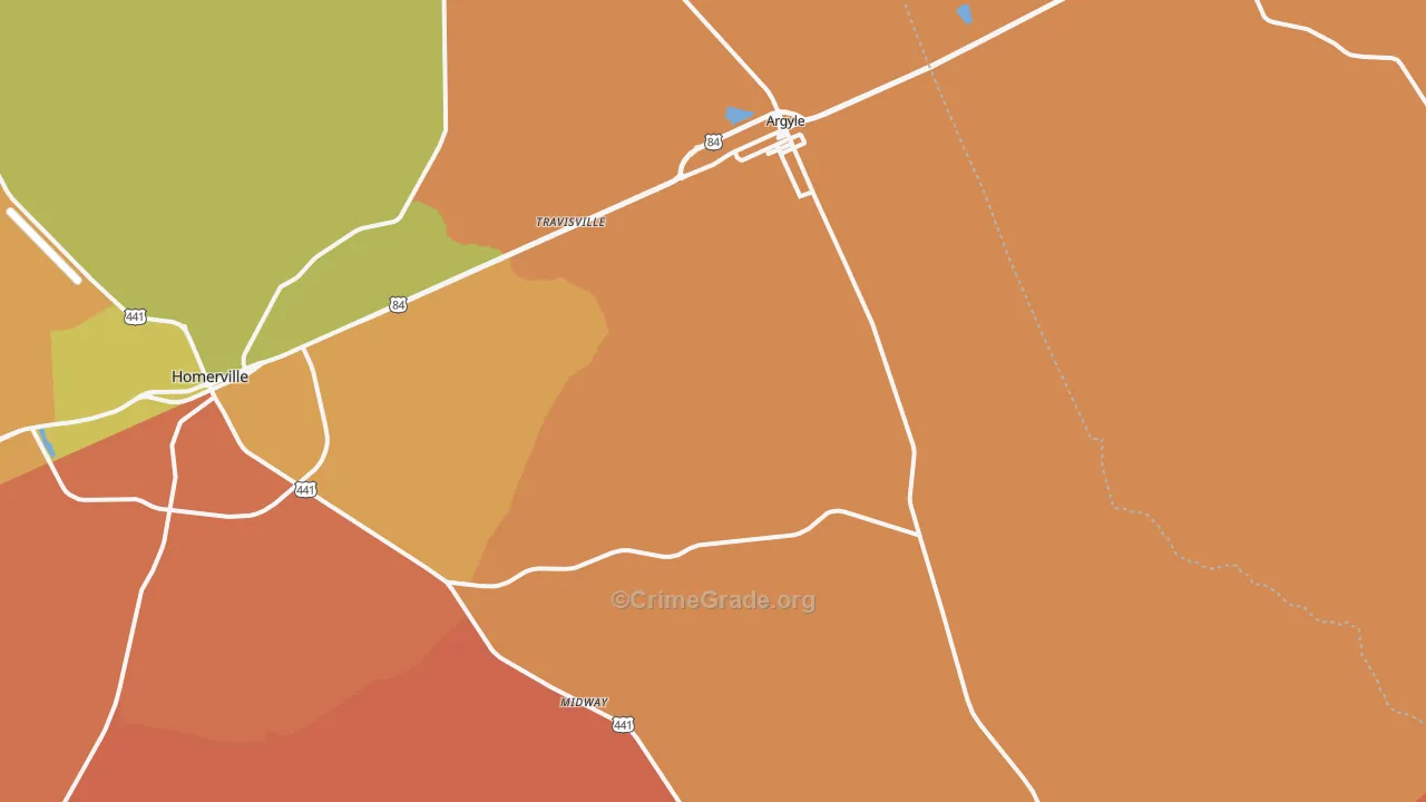 Argyle, GA Map of Assault Rates