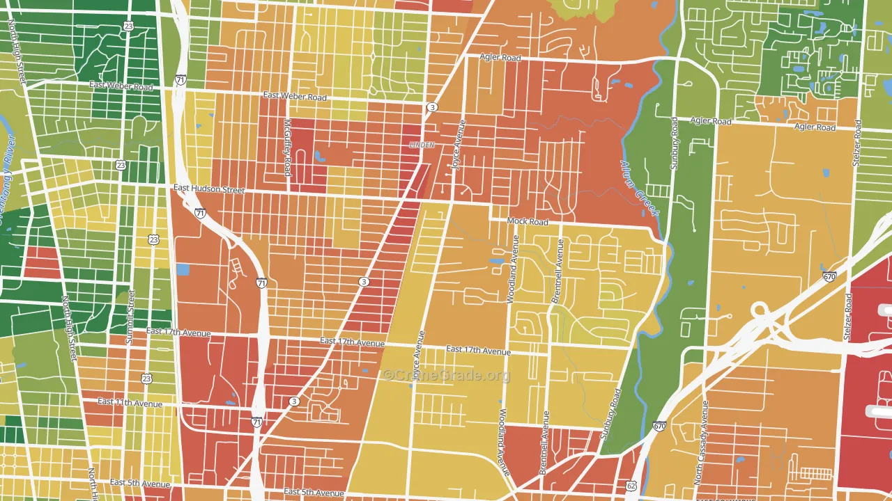 Argyle Park, Columbus, OH Map of Assault Rates