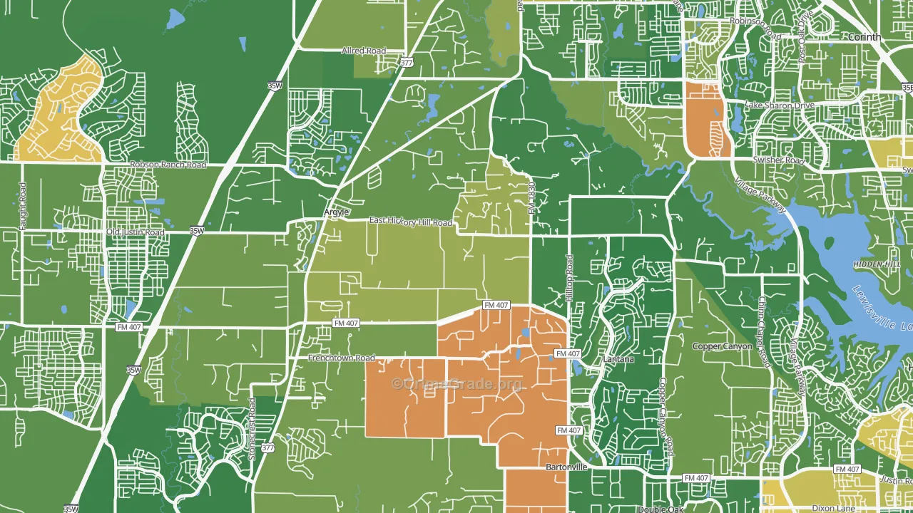 Argyle, TX Map of Assault Rates