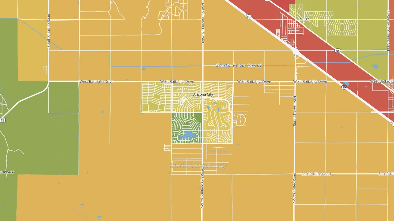Arizona City, AZ Map of Assault Rates