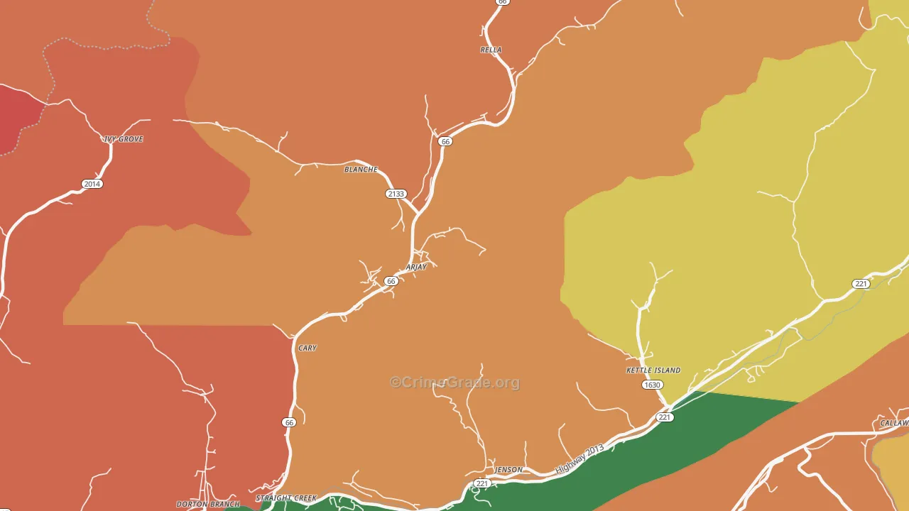 Arjay, KY Map of Assault Rates