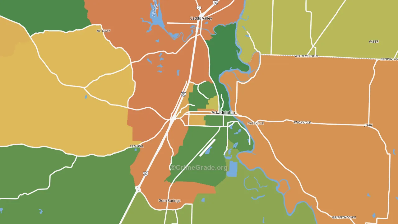 Arkadelphia, AR Map of Assault Rates