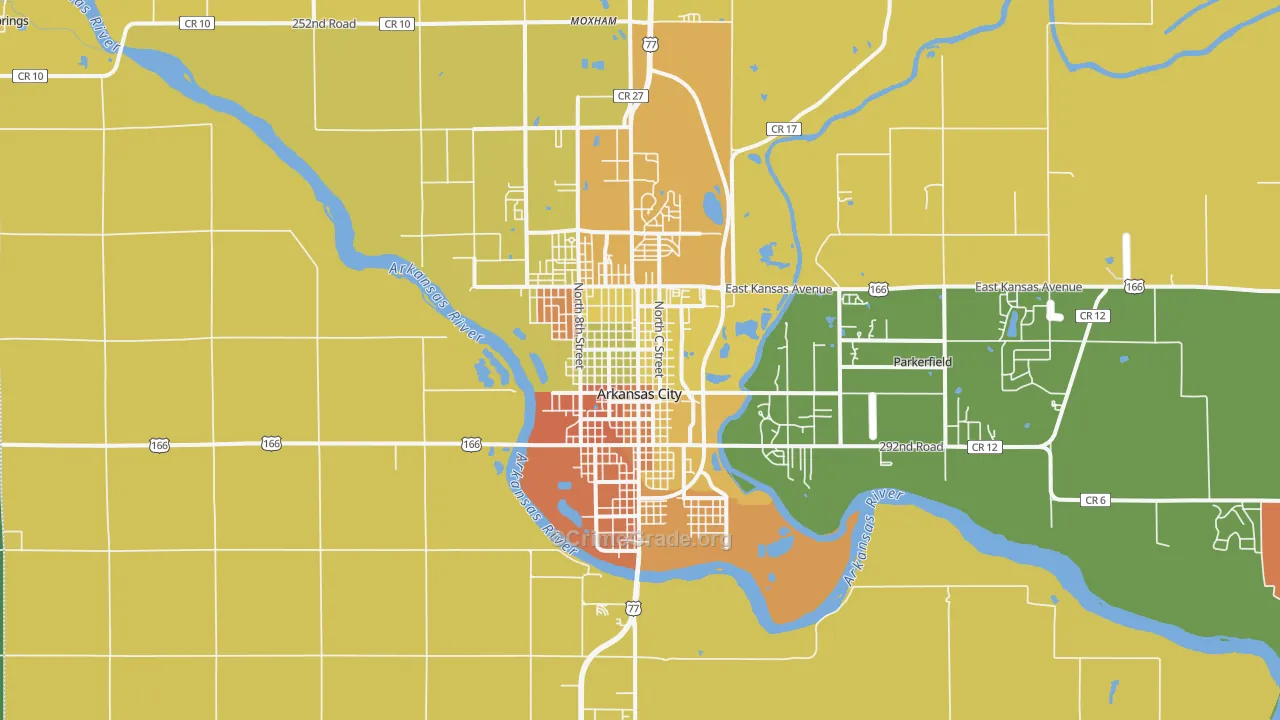 Arkansas City, KS Map of Assault Rates