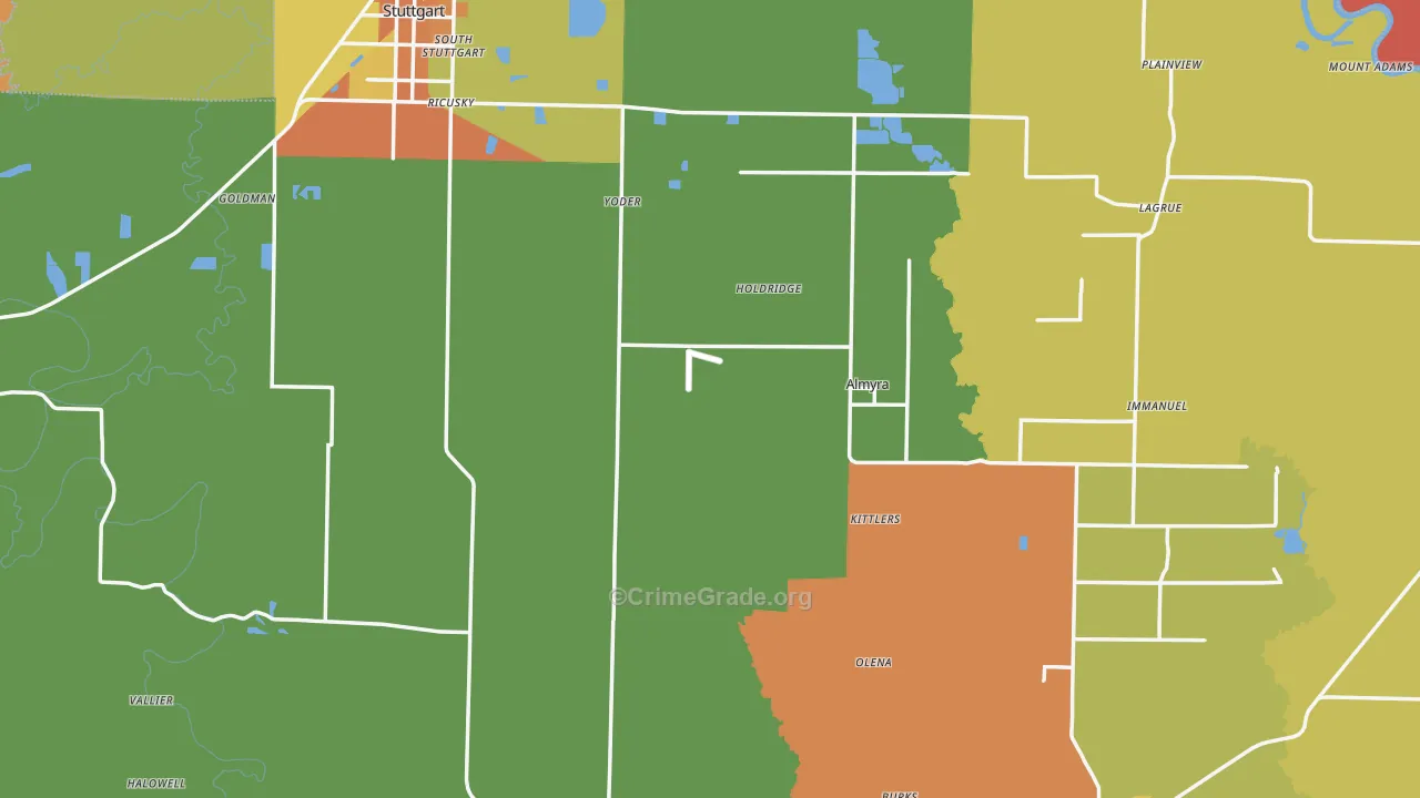Arkansas County, AR Map of Assault Rates