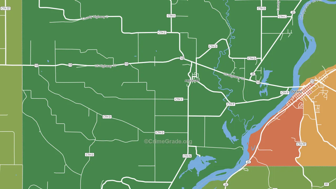 Arkansaw, WI Map of Assault Rates