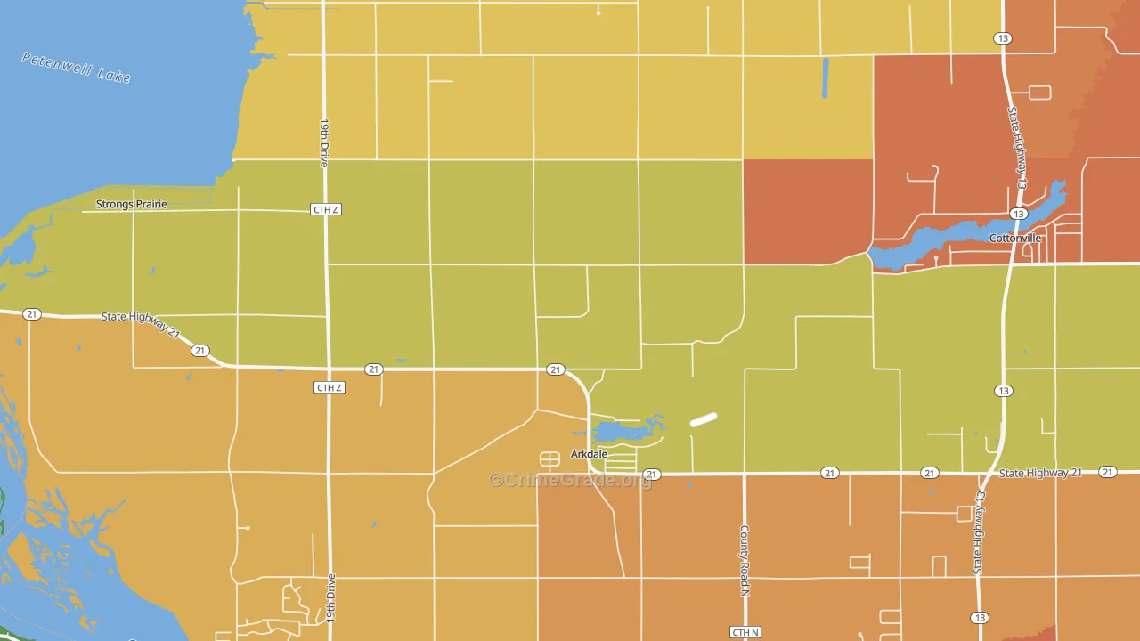 Arkdale, WI Map of Assault Rates