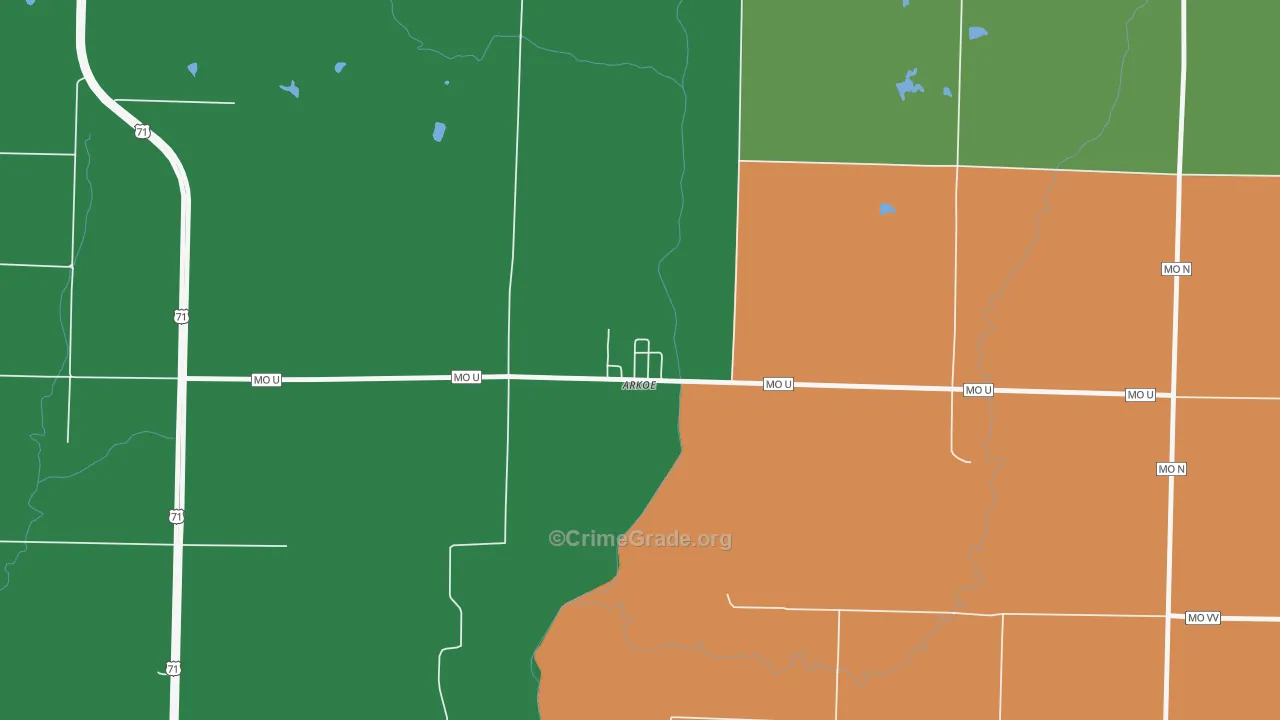 Arkoe, MO Map of Assault Rates