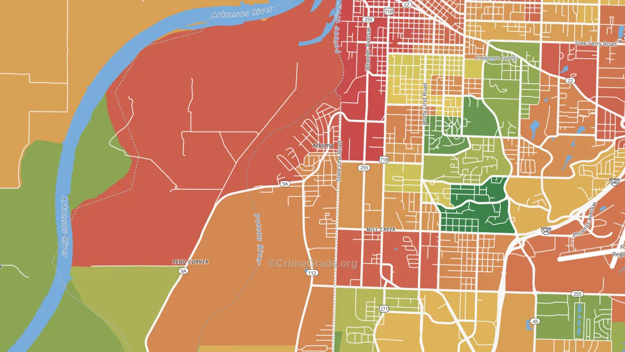 Arkoma, OK Map of Assault Rates