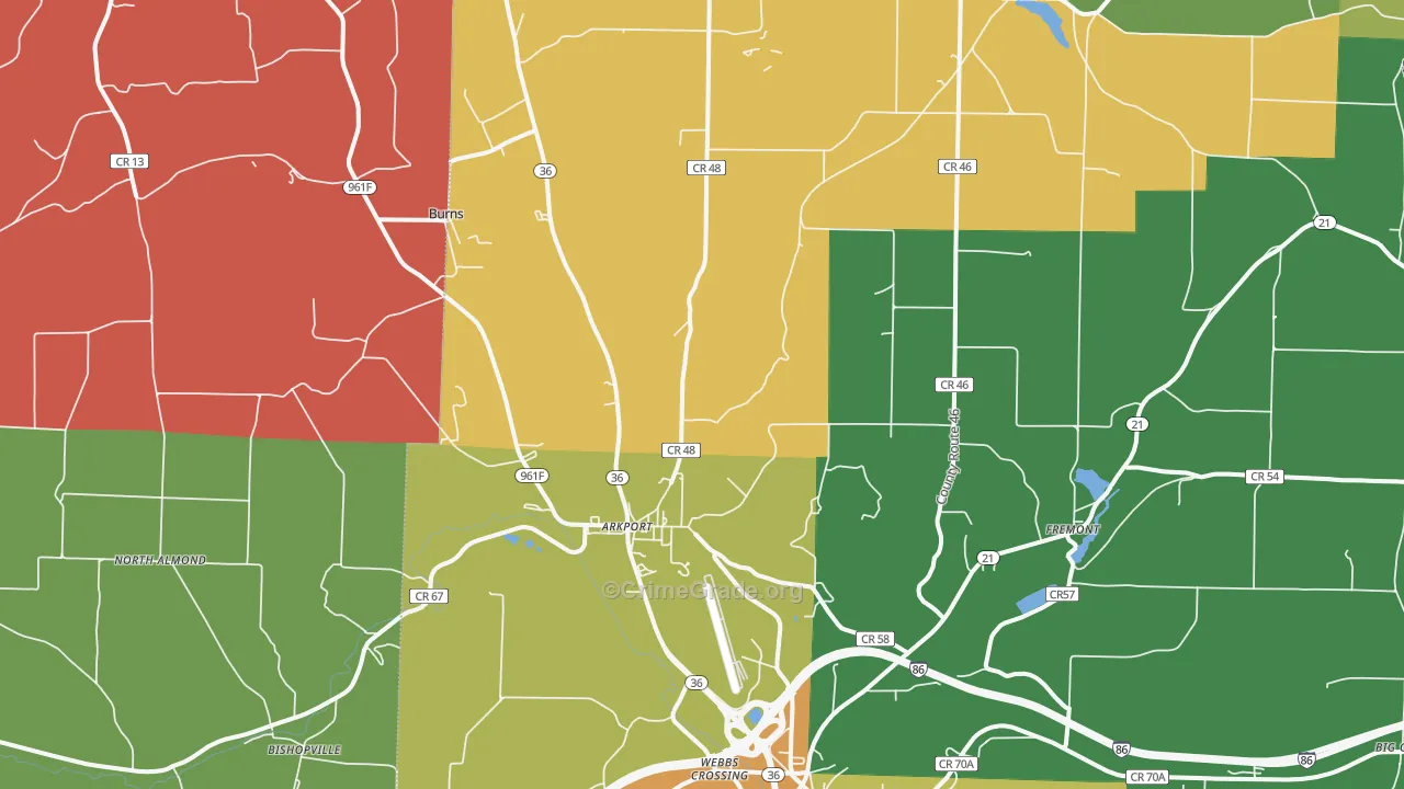 Arkport, NY Map of Assault Rates