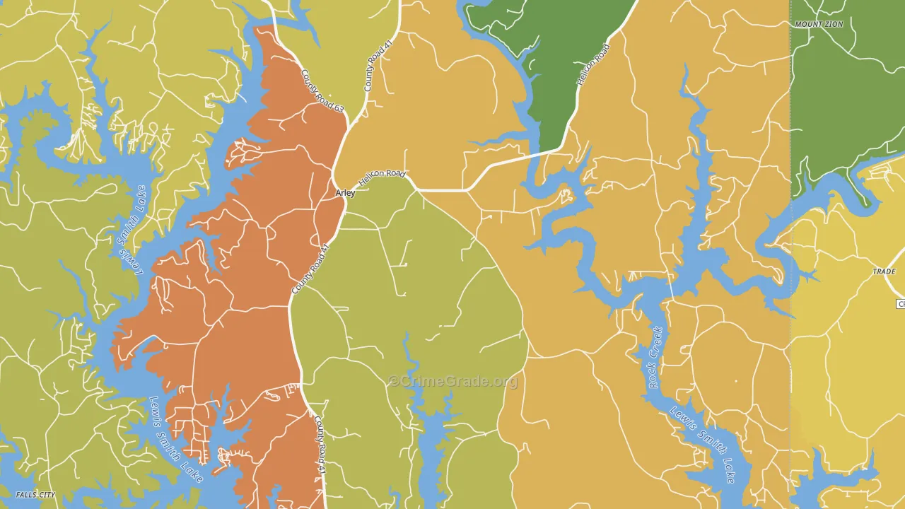 Arley, AL Map of Assault Rates