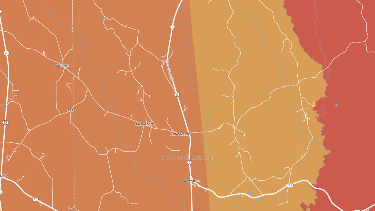 Arlington, AL Map of Assault Rates