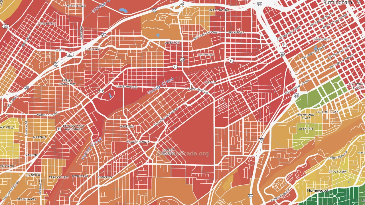 Arlington, Birmingham, AL Map of Assault Rates