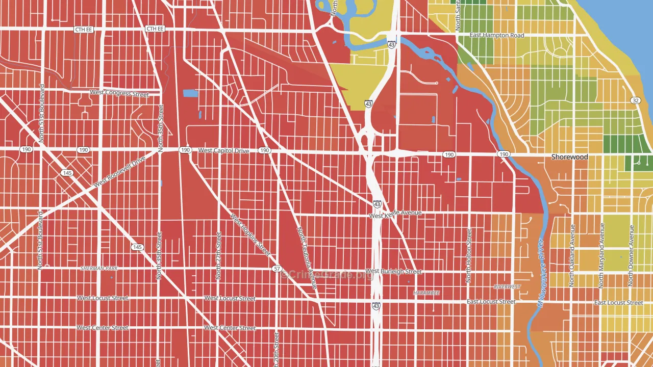 Arlington Heights, Milwaukee, WI Map of Assault Rates