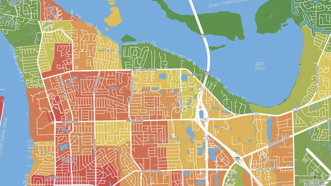 Arlington Hills, Jacksonville, FL Map of Assault Rates