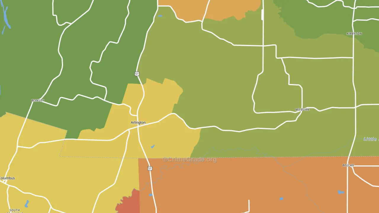 Arlington, KY Map of Assault Rates