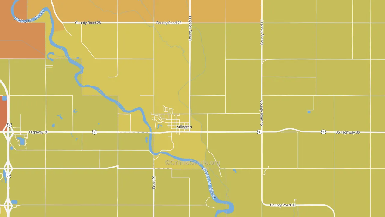 Arlington, NE Map of Assault Rates