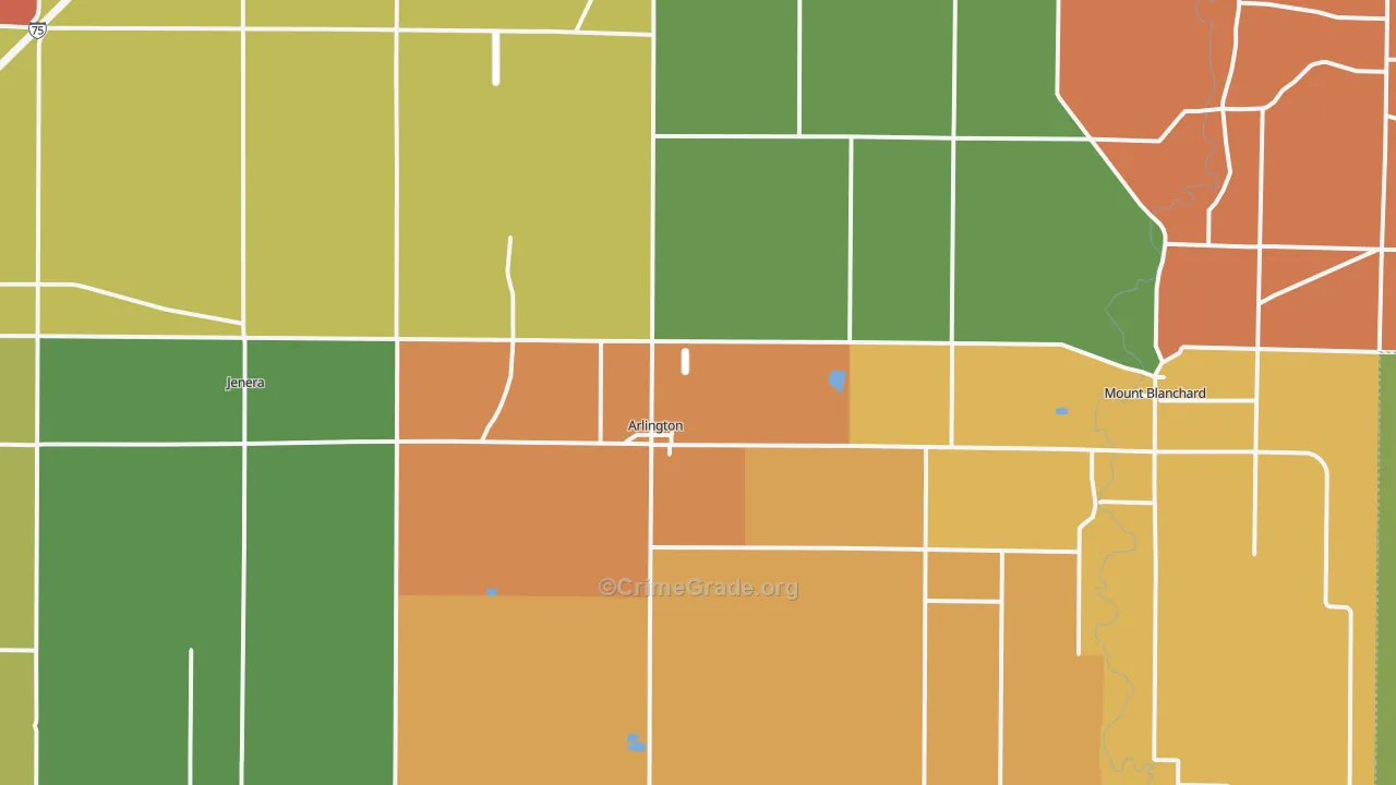 Arlington, OH Map of Assault Rates