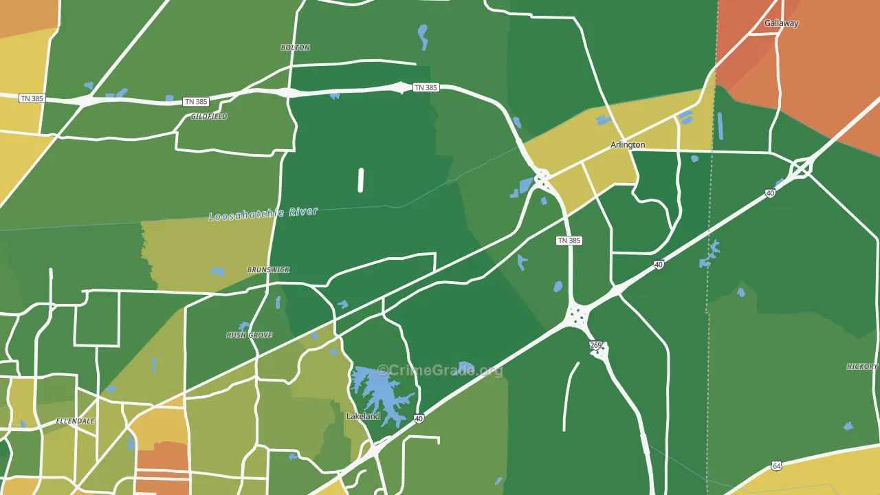 Arlington, TN Map of Assault Rates