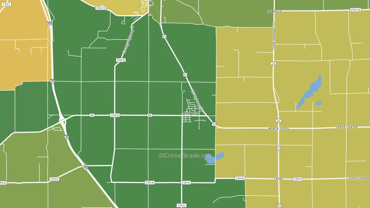 Arlington, WI Map of Assault Rates