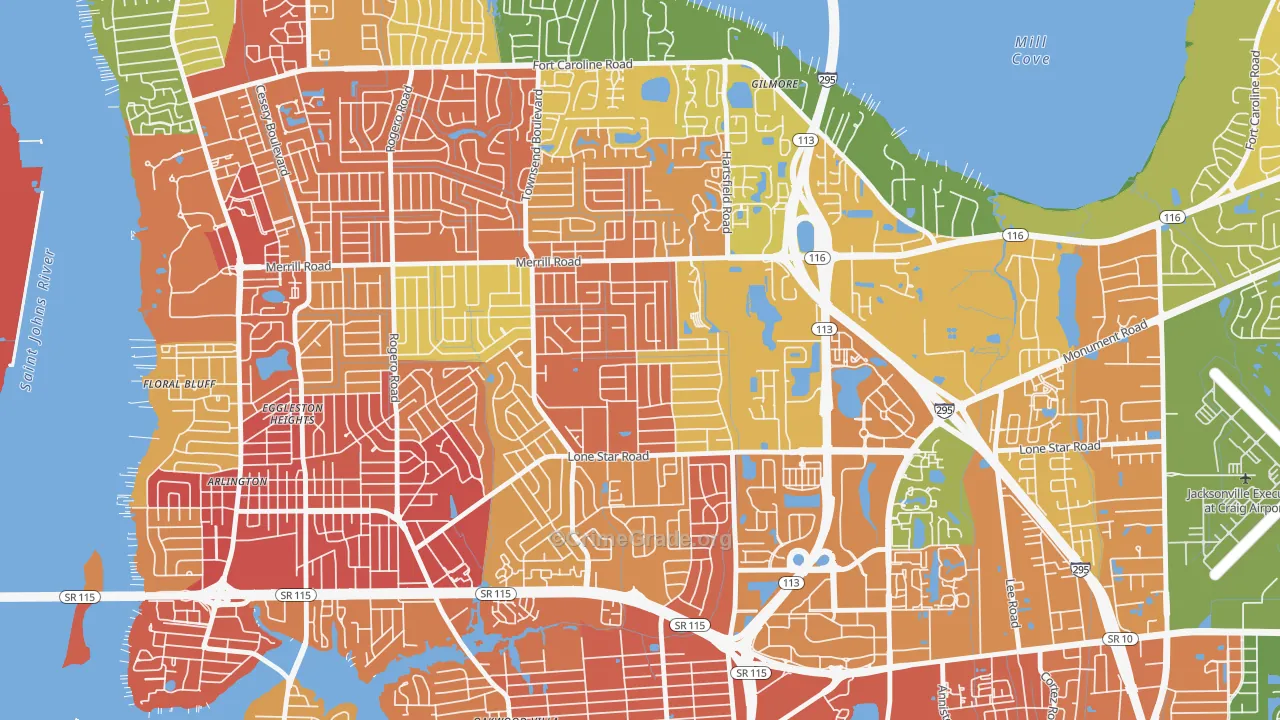 Arlingwood, Jacksonville, FL Map of Assault Rates