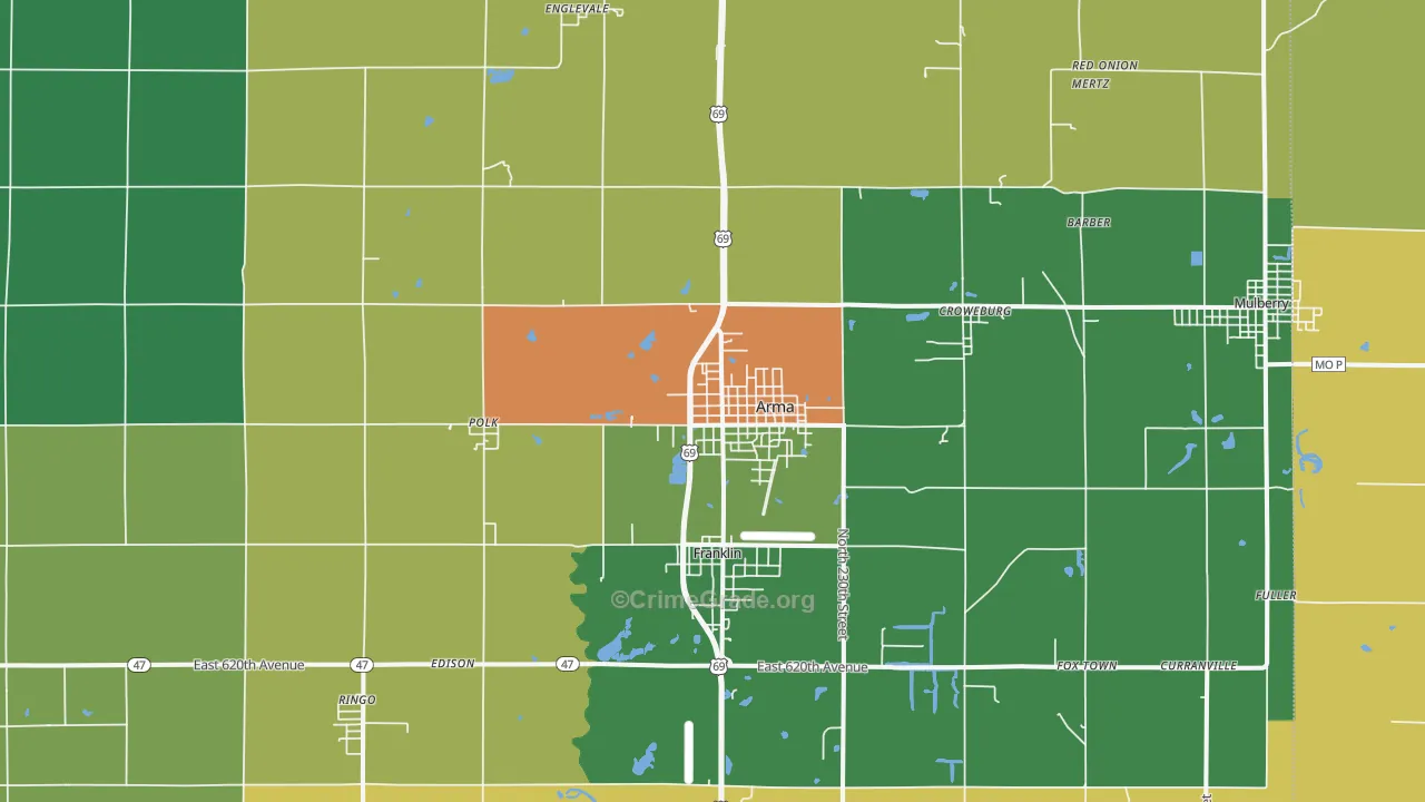 Arma, KS Map of Assault Rates